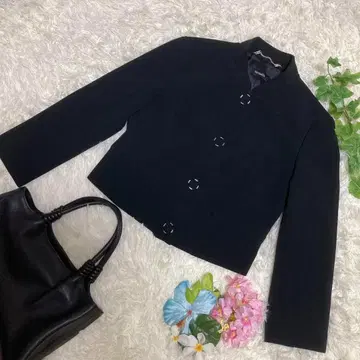 극미품 맥스앤코 노카라 자켓 블랙 디자인 버튼 38 M