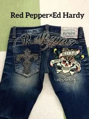 Red Pepper 자수 플레어 팬츠
