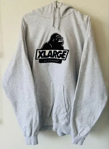 XLARGE 고릴라 로고 자수 후드티 그레이