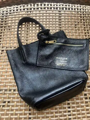 Marlon Le Talon 천연 가죽 핸드백 블랙