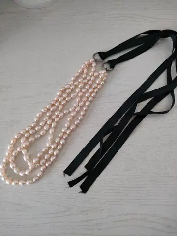 [미사용] 삼연 담수 펄 리본 목걸이 40cm~