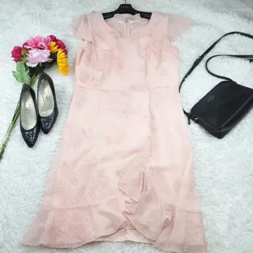 Y8850*앨리스버리 A라인 아시메 꽃무늬 프릴 원피스 핑크 L