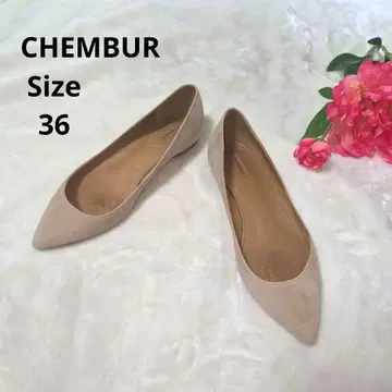 [인기 오샤레 CHEMBUR] 베이지 스웨이드 로우 펌프스 사이즈 36