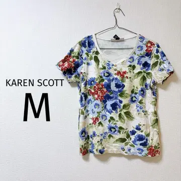 8 KAREN SCOTT 플라워 프린트 반팔 티셔츠 M 상의