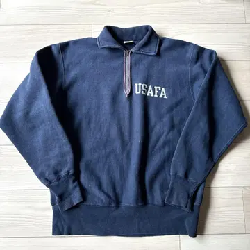 극상 미품 USAFA Champion 카라 부착 하프 지퍼 맨투맨 L