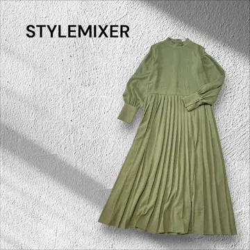 [하자품] STYLEMIXER 플리츠 롱 원피스 올리브 그린
