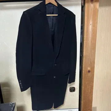 ato 블랙 싱글 브레스트 체스터 코트
