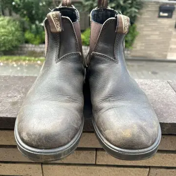 브라운 가죽 사이드 고어 부츠
