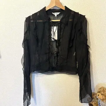 MOUSSY 블랙 프릴 셔츠 프리 사이즈