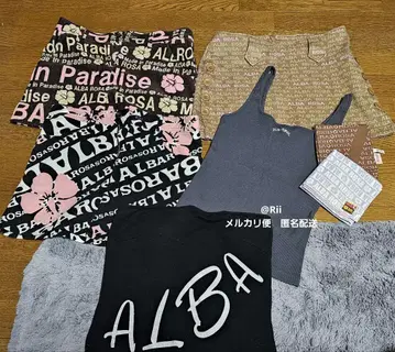 알바 로사 ALBAROSE 로고 스커트 반다나 베어탑 탱크