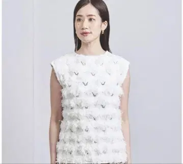unitedarrows 컷 프린지 슬리브리스 니트 유나이티드 애로우즈