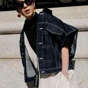 새상품급 마차트 오버 사이즈 데님 베스트 인기 인디고
