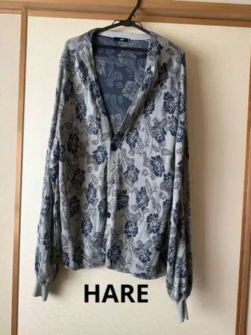 HARE 꽃무늬 가디건 그레이/네이비