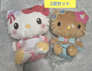 헬로키티 선탠 갸루 기모노 봉제인형 2점 세트