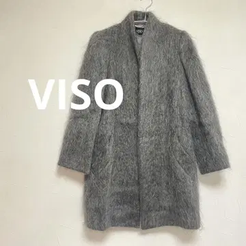 비소 온워드 VISO 울 샤기 코트 겉옷 그레이 여성용 S