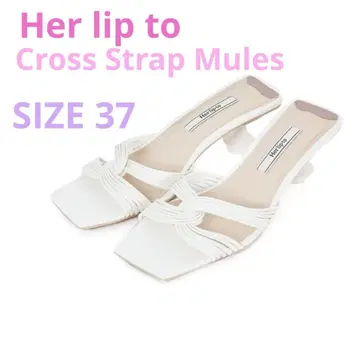 Her lip to Cross Strap Mules 37 white