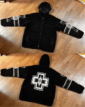 펜들턴 PENDLETON 보아 후드티 L 네이티브 무늬 블랙