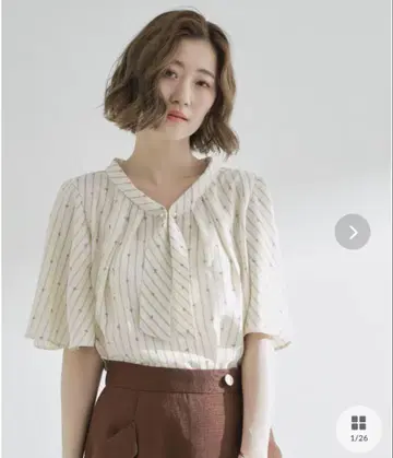 grove 펄 장식이 화려한 고급 보우타이 블라우스 S 사이즈 새상품