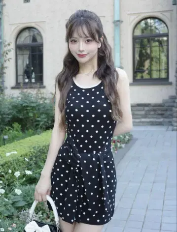 Darich 다리치 허리 마크 도트 니트 미니 원피스