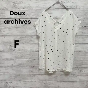 [Doux archives] 슬리브리스 블라우스 (F) 도트 무늬 등 링