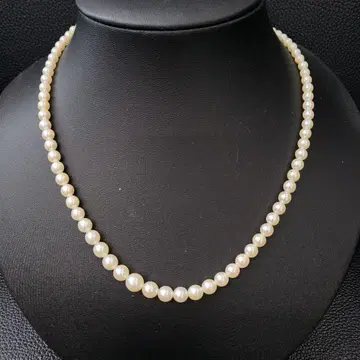 [ E ] 여성용 펄 목걸이 45cm SILVER 각인