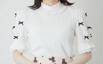 Ank Rouge 메니 리본 골지 TOPS