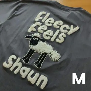 양 Shaun 반팔 티셔츠 백 빅 사가라 자수 회색 M 새상품