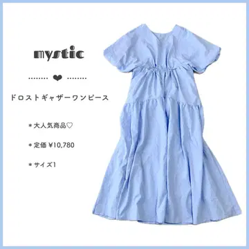 mystic 드로스트 개더 원피스 블루 1 사이즈