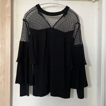 시스루 도트 무늬 플레어 슬리브 탑 ROOMNo.8