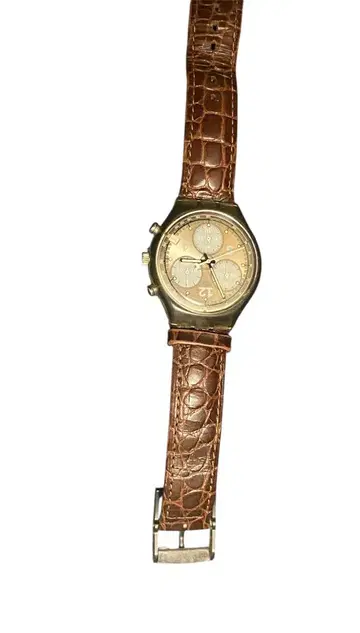 Swatch 크로노그래프 시계 42mm 브라운 가죽