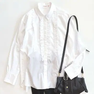컨디션 최상 DRESSTERIOR 코튼 프릴 부자무 셔츠 화이트 38