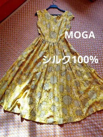MOGA 모가 실크 100% 슬리브리스 롱 원피스 꽃무늬 새상품급
