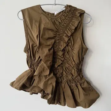 Cecilie Bahnsen UPHI TOP 브라운 슬리브리스 UK8