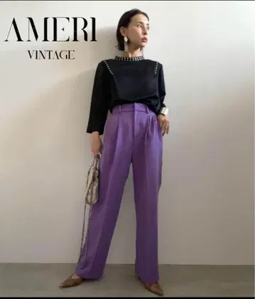 [새상품급] Ameri VINTAGE 아메리 퍼플 스트레이트 팬츠 고급