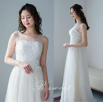 B'sweet 화이트 A라인 웨딩 드레스