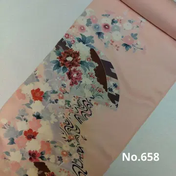 핑크 꽃무늬 기모노 옷감 츠케사게