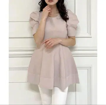 백리본 페플럼 니트 튜닉 로얄 파티