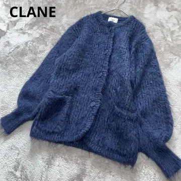 CLANE 클라네 샤기 오버 가디건 네이비 모헤어