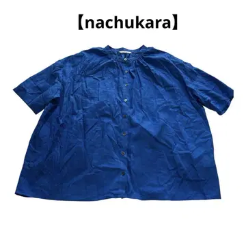 [ nachukara ] 코튼 린넨 스탠드 칼라 셔츠 블라우스