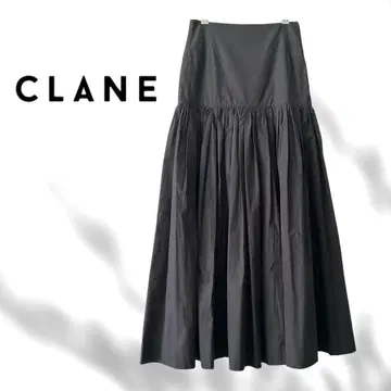 [ CLANE ] 하이웨스트 개더 티어드 맥시 스커트 BLACK 코튼