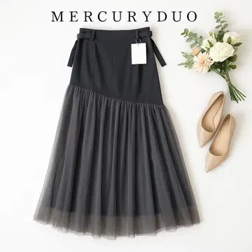 택 포함 새상품 MERCURYDUO 튤 도킹 스커트 그레이 S 사이즈