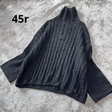 새상품급 45r 45rpm 하프 버튼 와이드 리브 니트 풀오버