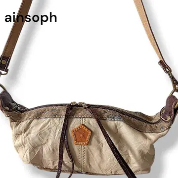 ainsoph 아인소프 숄더백 파우치 가죽 송치 베이지