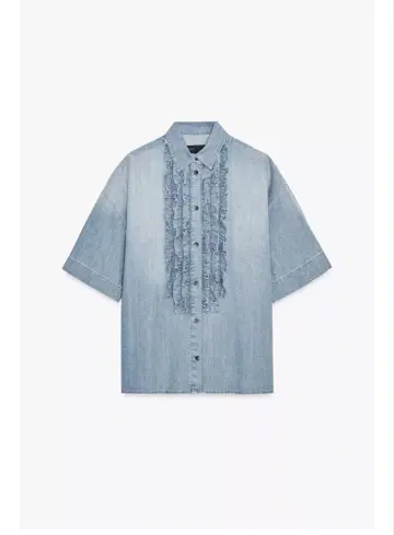 ZARA 프릴 데님 셔츠 반팔
