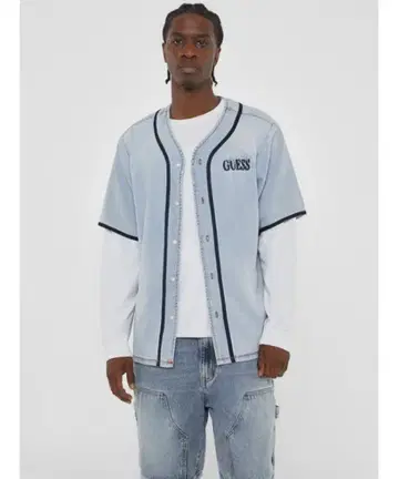 GUESS Originals Denim Baseball 셔츠 반팔