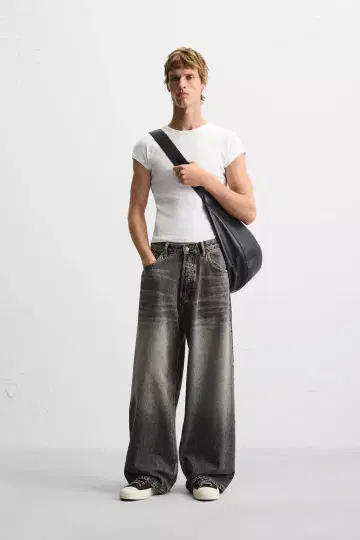 ZARA 슈퍼 배기 핏 청바지 EU38 카본