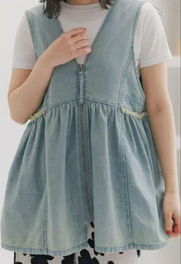 데님 블루 플레어 실루엣 베스트