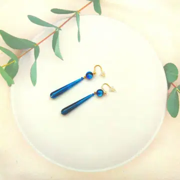 1점 한정 류큐 반딧불 체코 유리 스테인리스 귀걸이
