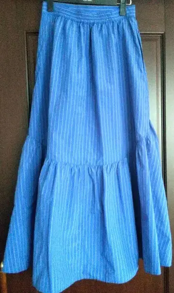 파랑 스트라이프 플레어 롱 스커트