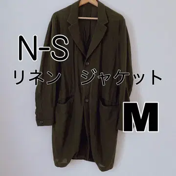 N-S 노스 테일러드 자켓 썸머 코트 롱 린넨 M 카키